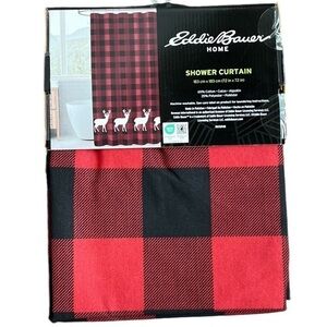 Eddie Bauer - ‘Red Plaid & Deer’ shower curtain. NWT